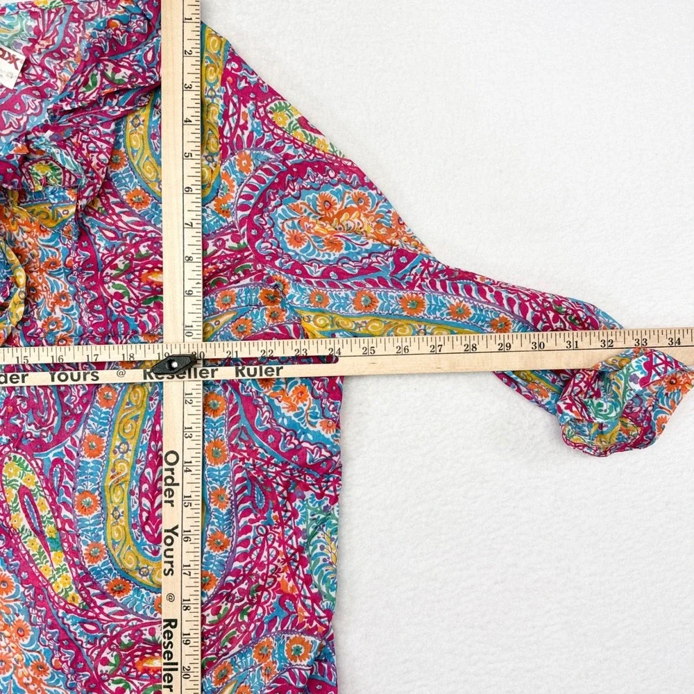 Lauren Ralph Lauren Top Plus Size 2X Multicolor Paisley Floral Ruffle Trim NW - Picture 7 of 8